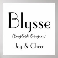 Blysse English Origin with Bedeutung in White