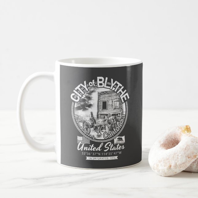 BLYTHE KALIFORNIA VINTAG - STADT BLYTHE CA KAFFEETASSE (Mit Donut)