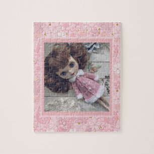Blythe Puppe vintage retro Blumenrahmen altmodisch Puzzle