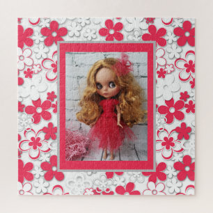 Blythe Puppe vintage retro Blumenrahmen altmodisch Puzzle