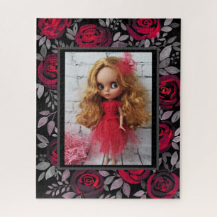 Blythe Puppe vintage retro Blumenrahmen altmodisch Puzzle