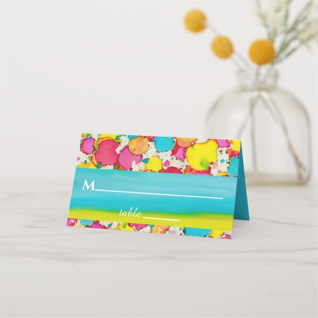 BM Bar an Bat Mitzvah Bunte Platzkarten (Vorderseite)