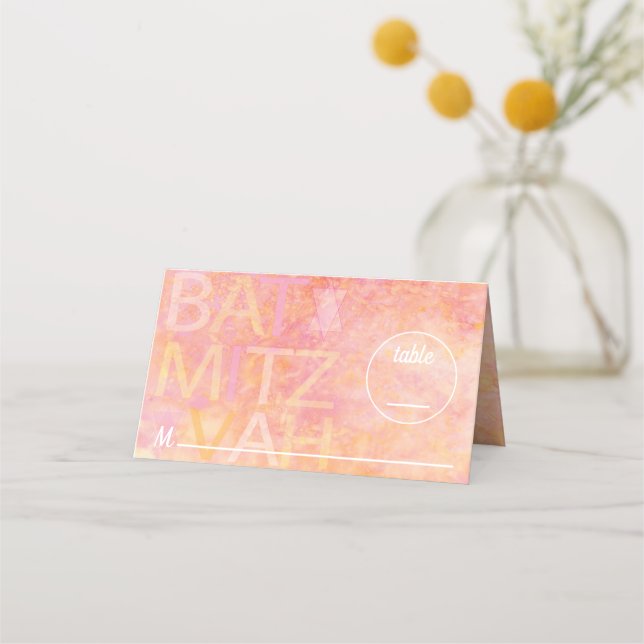 BM Bar an Bat Mitzvah einfach subtile Platzkarten (Vorderseite)