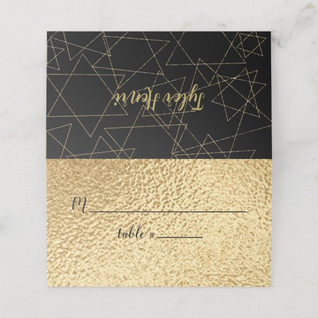 BM Bar an Bat Mitzvah Gold Stars Platzkarten (Außenseite Aufgefaltet)