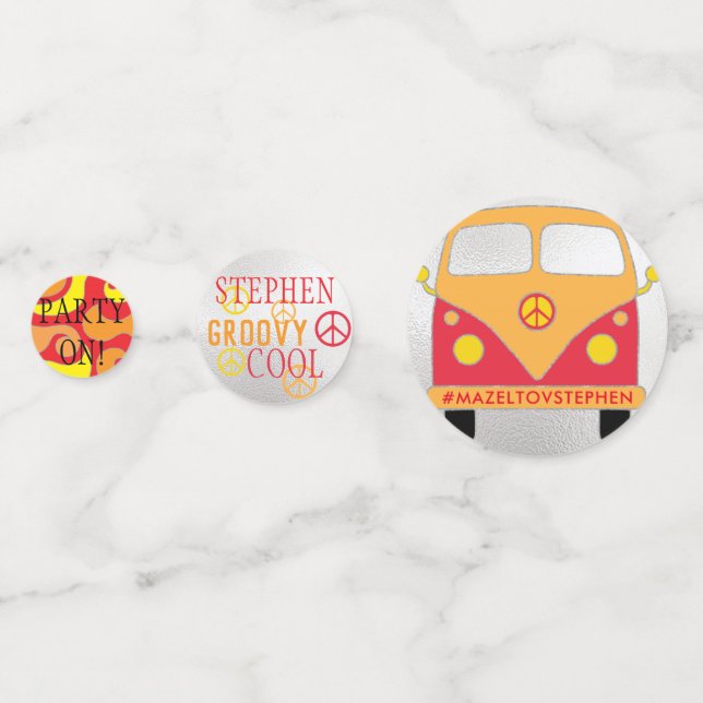 BM Bar Bat Mitzvah Confetti Silver Orange Yellows Konfetti (Rückseiten)