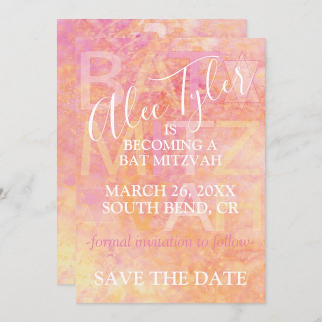 BM Bar Bat Mitzvah einfach subtil Save the Date (Vorne/Hinten)