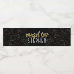BM Bar Bat Mitzvah Gold Stars Wasserflaschenetikett
