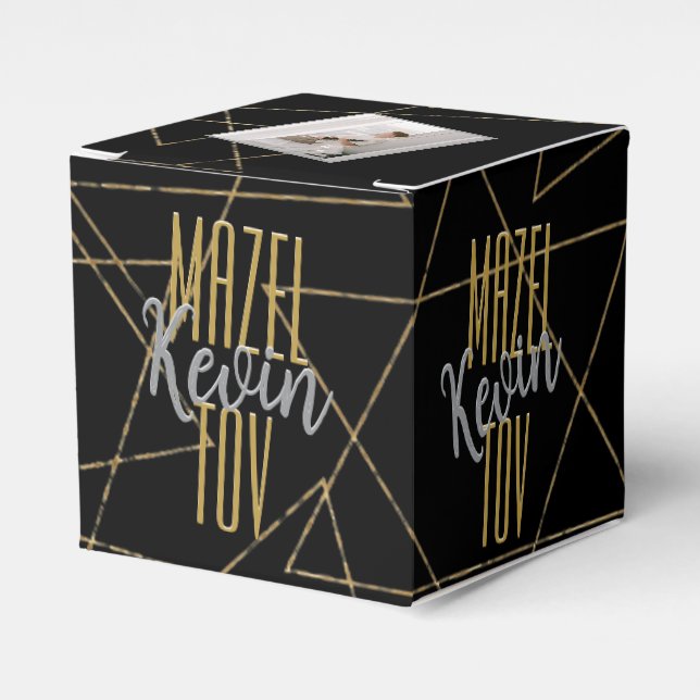 BM Bar Bat Mitzvah Overlapping Stars Geschenkschachtel (Vorderseite)