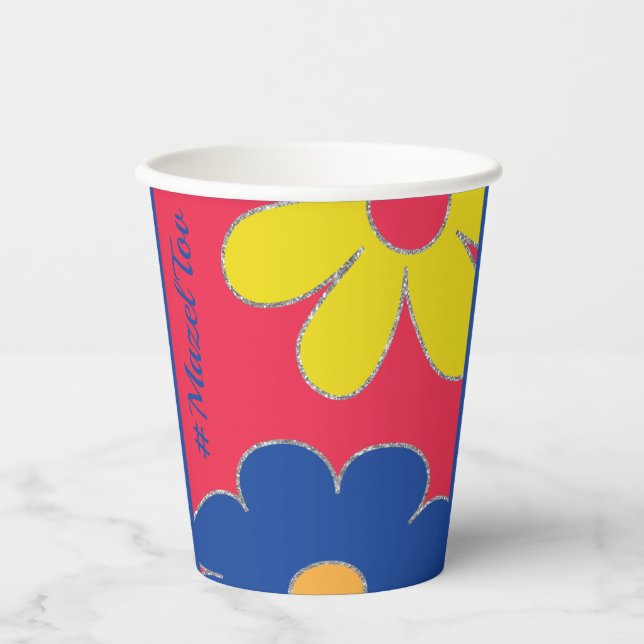 BM Bar Bat Mitzvah Paper Cup Hippie-Blume Pappbecher (Vorderseite)