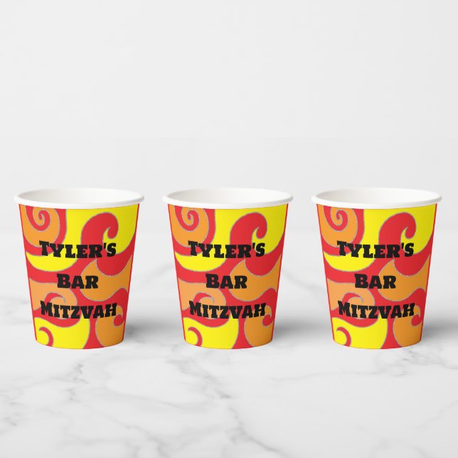 BM Bar Bat Mitzvah Paper Cup Hippie-Wirbel Pappbecher (Multi)