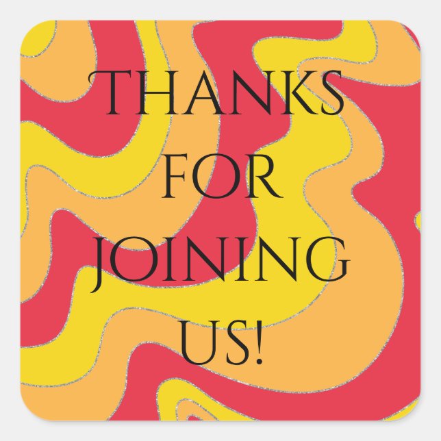 BM Bar Bat Mitzvah Stickers Square Glitterwellen (Vorderseite)