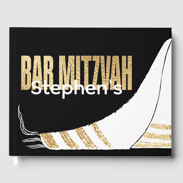 BM Bar Mitzvah Elegant Gold Gästebuch (Vorderseite)