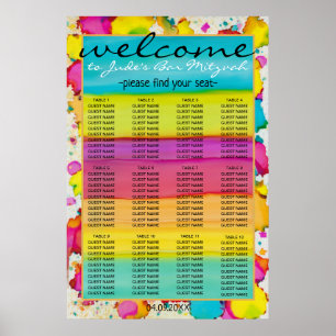 BM Bar N Bat Mitzvah Confetti Sitzplan Poster