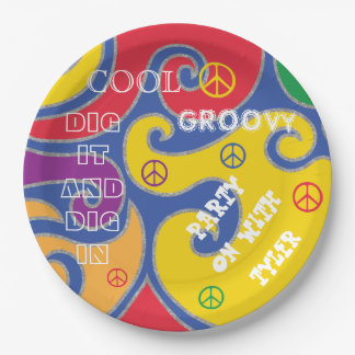 BM Bar oder Bat Mitzvah Groovy Paper Plate Pappteller