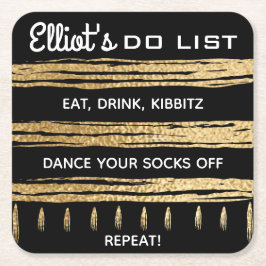 BM Bar or Bat Mitzvah GOLD TALLIT Rechteckiger Pappuntersetzer