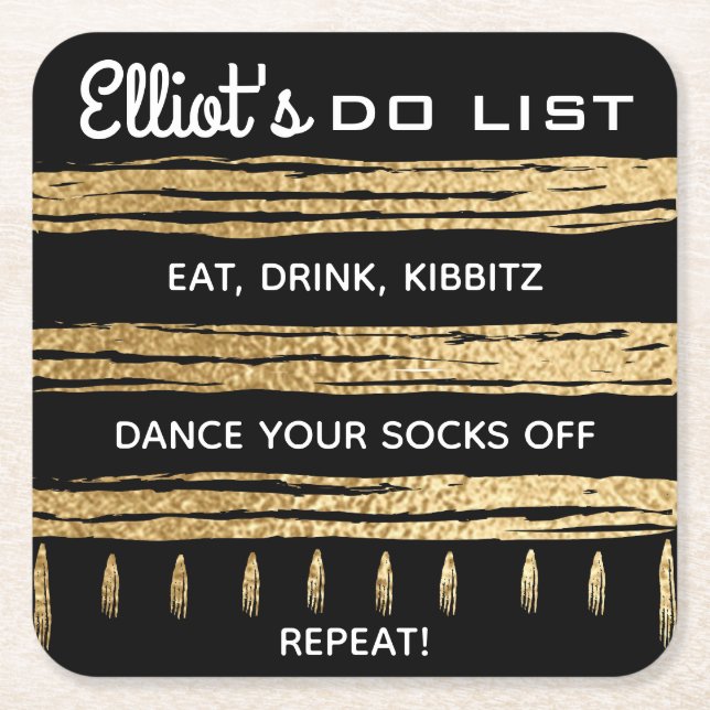 BM Bar or Bat Mitzvah GOLD TALLIT Rechteckiger Pappuntersetzer (Vorderseite)