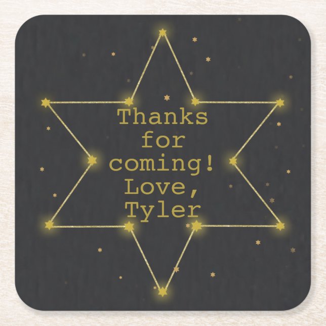 BM Bar or Bat Mitzvah Space Star von David Rechteckiger Pappuntersetzer (Vorderseite)