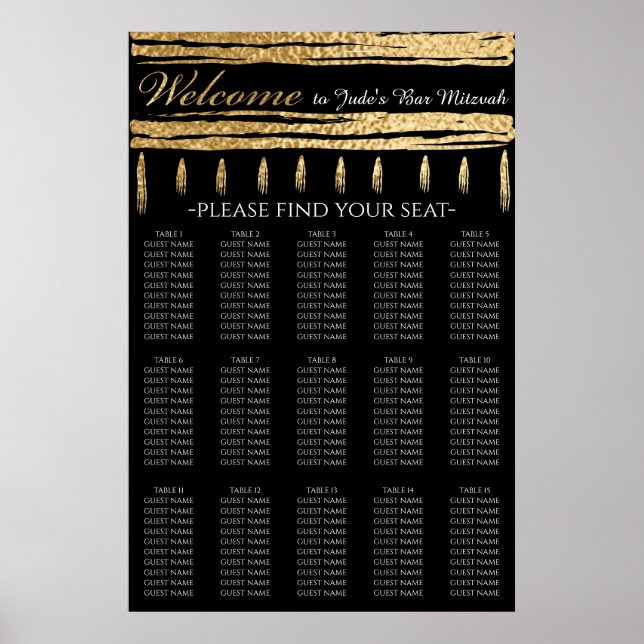 BM Bar und Bat Mitzvah Gold Tallit Seekarte Poster (Vorne)