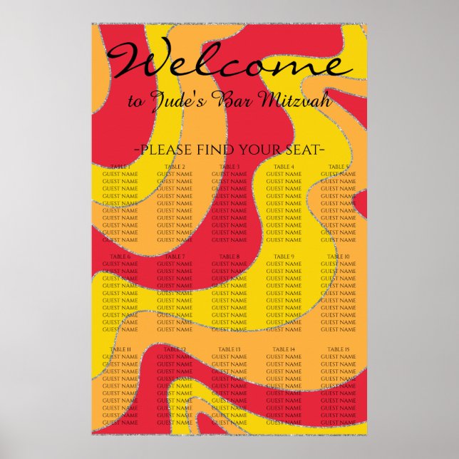 BM Bar und Bat Mitzvah Silvery Waves Seekarte Poster (Vorne)