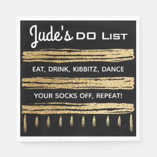 BM Bat Bar Mitzvah Classic Black and Gold Napkins Serviette