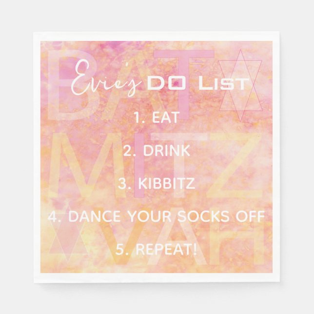 BM Bat Bar Mitzvah einfach subtile Napkins Serviette (Vorderseite)