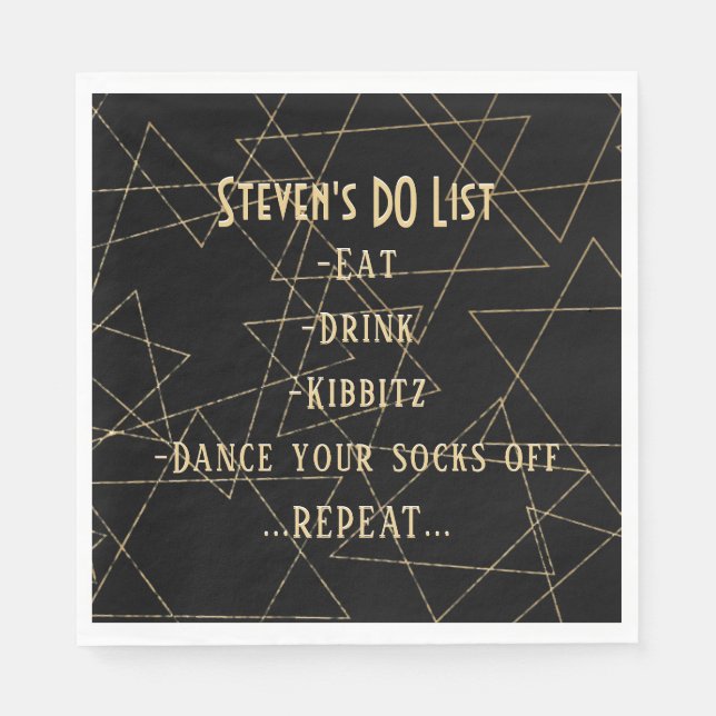 BM Bat Bar Mitzvah Gold Stars Serviette (Vorderseite)