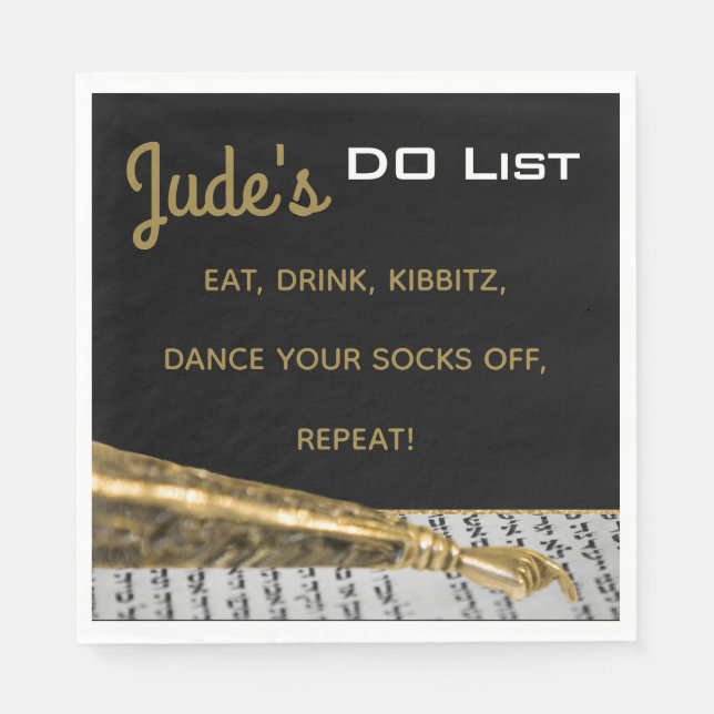 BM Bat Bar Mitzvah Gold Yad Napkins Serviette (Vorderseite)