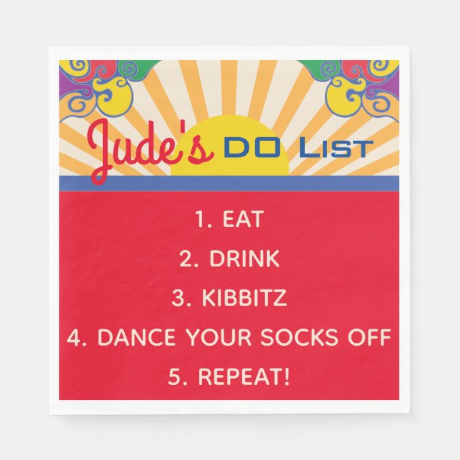 BM Bat Bar Mitzvah Hippie Themed Napkins Serviette (Vorderseite)