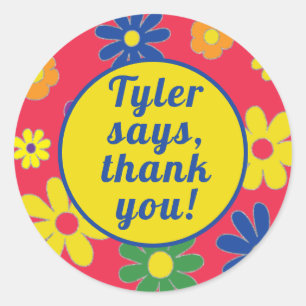 BM Bat Bar Mitzvah Sticker Runde Flower