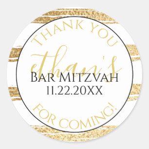 BM Bat Mitzvah Bar Mitzvah Gold Streifen Elegant Runder Aufkleber