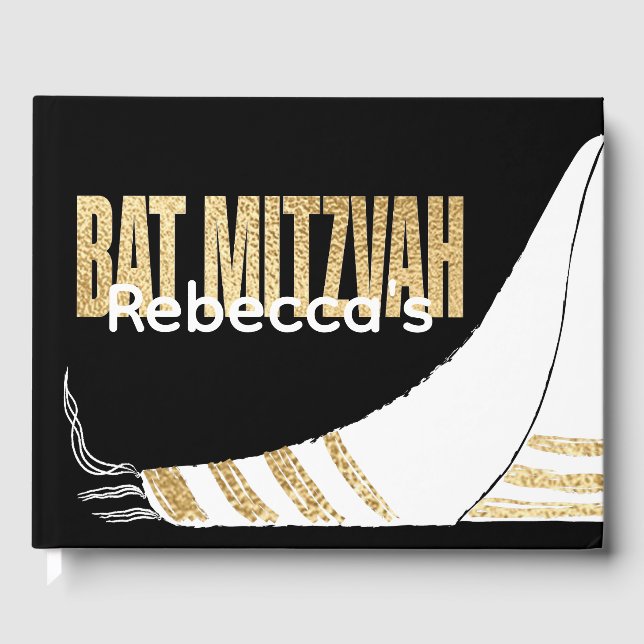 BM Bat Mitzvah Elegant Gold Gästebuch (Vorderseite)