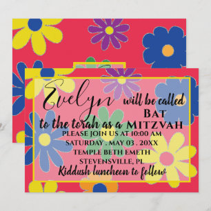 BM Bat N Bar Mitzvah Blume Einladung