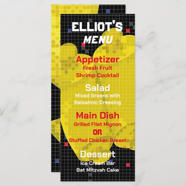 BM-Bat oder Bar Mitzvah-SPIEL auf dem Menü "Lebens Menükarte (Vorne/Hinten)