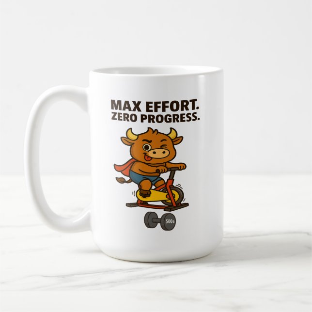 BMax Effort Null Fortschritt - Funny Bullio Gym Kaffeetasse (Links)