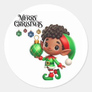 BMSC Santa's Little Helper Elf Sticker, V4 Runder Aufkleber