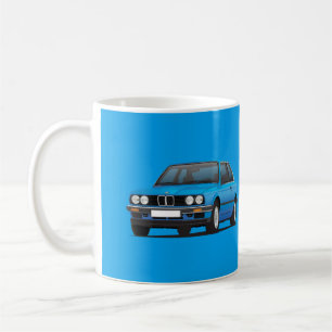 BMW 3 Reihe, E30, Blau, Illustration Tasse