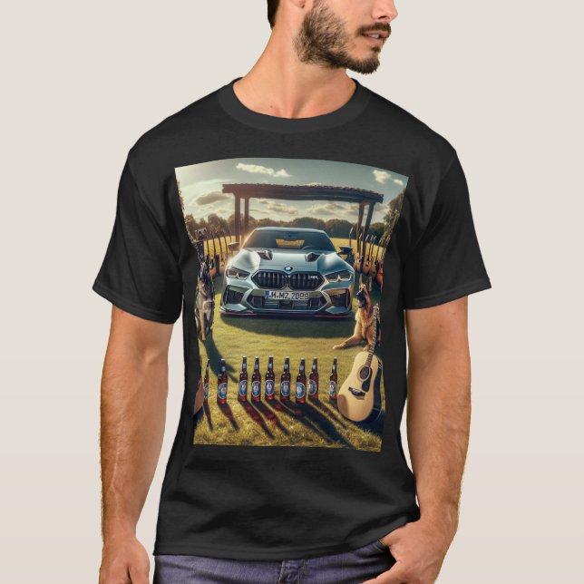 BMW Beer, guitars, and dogs T-Shirt (Vorderseite)