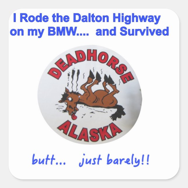 BMW Dalton Highway Survivor Quadratischer Aufkleber (Vorderseite)