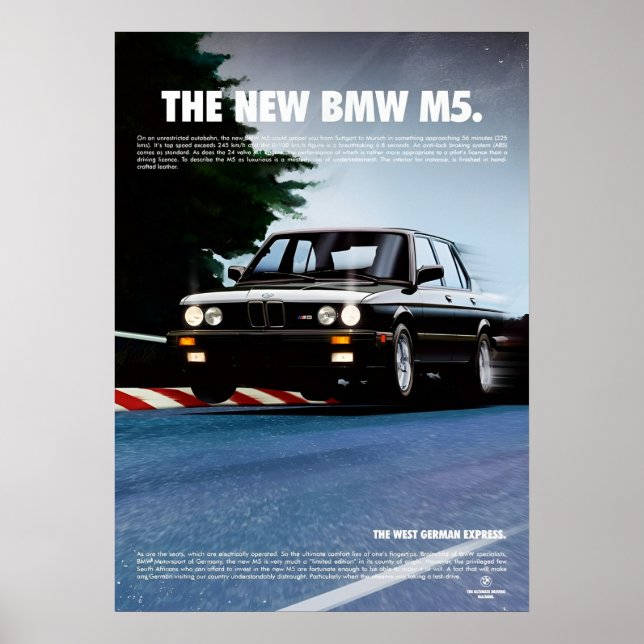 BMW die neue M5 Pirelli Vintag Poster (Vorne)