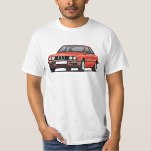 BMW E30 (3-series), metallisches Rot, Illustration T-Shirt