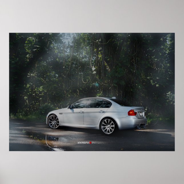 BMW M3 E90 in der Nebel Poster (Vorne)