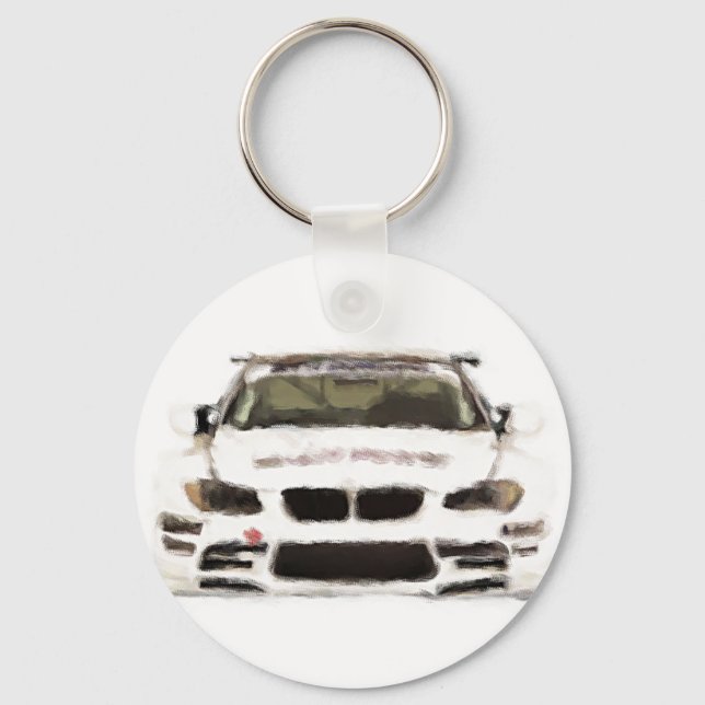 BMW M3 Racing Car Handgemalt Art Pinsel Vorlage Schlüsselanhänger (Vorderseite)