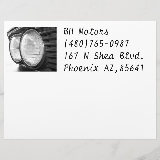 BMW Scheinwerfer Briefbogen (Vorderseite)