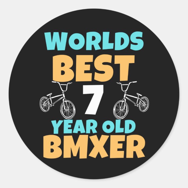 BMX 7 Jahre Geburtstagsparty Runder Aufkleber (Vorderseite)