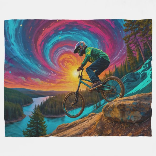BMX - Abfahrt durch einen Wald Fleecedecke (Vorderseite (Horizontal))