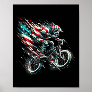 BMX-Amerikanische Flagge USA - BMX Vintage abgenut Poster