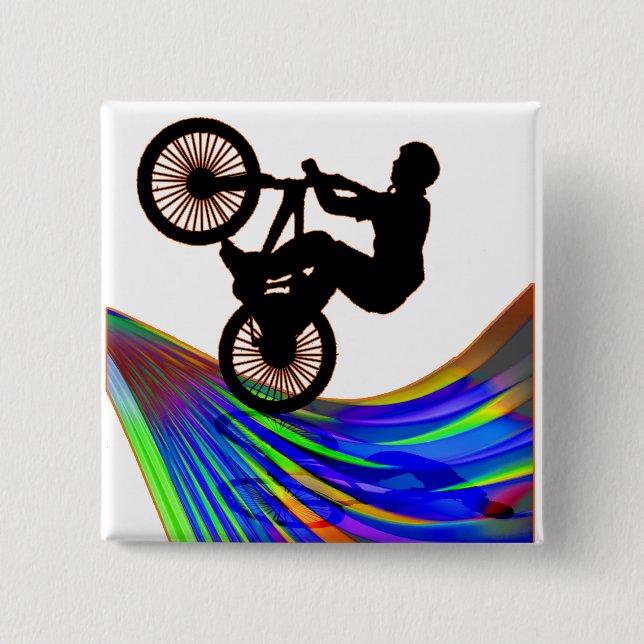 BMX auf Regenbogen-Straße Button (Vorderseite)