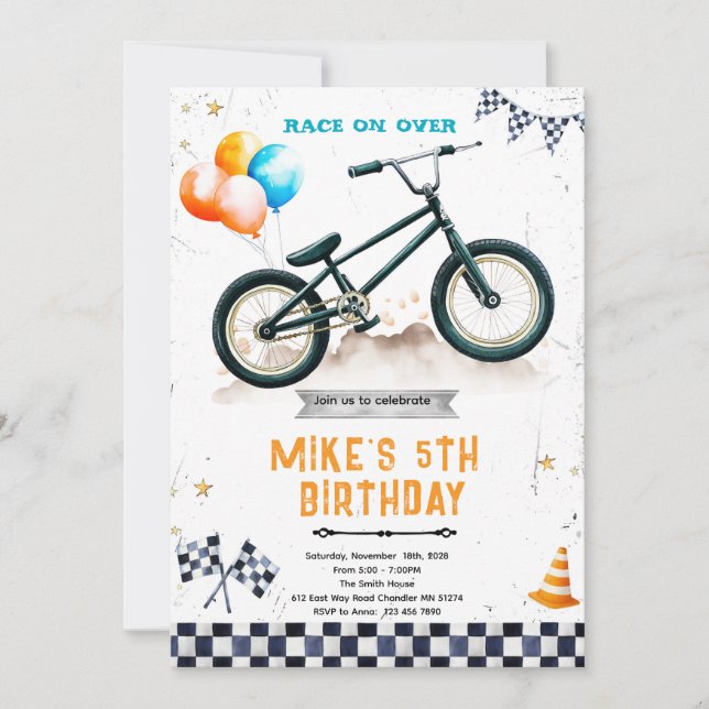 BMX Bike Birthday party Invitation Einladung (Vorderseite)
