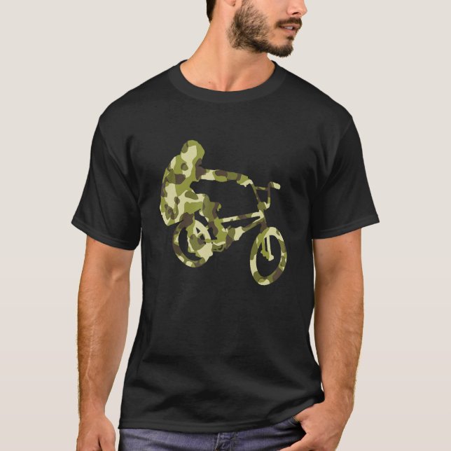 Bmx Bike Camo Racer Biker T-Shirt (Vorderseite)