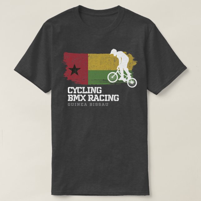 BMX Bike Guinea Bissau Flag Radrennen T-Shirt (Design vorne)